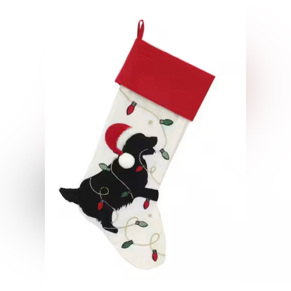 NWT Christmas Flat Coated Retriever Black Lab Dog Christmas Stocking